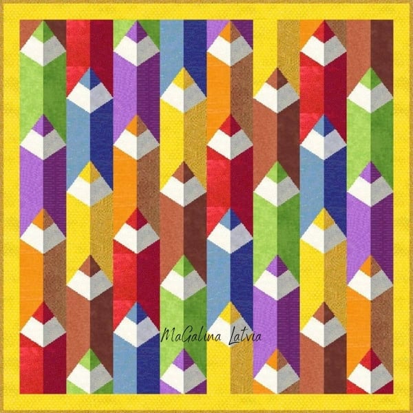Colourful Pencils Quilt Pattern - etsy