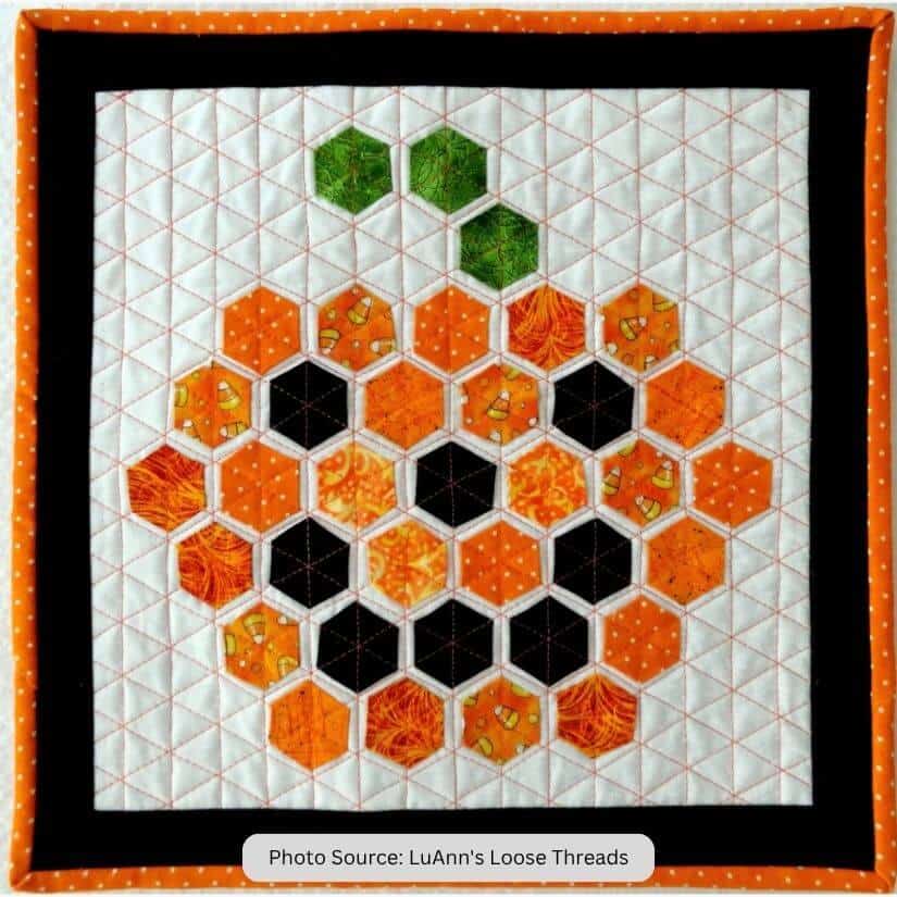 Hexagon Pumpkin Patch Mini Quilt Pattern - etsy paid