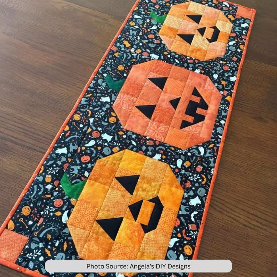 Jolly Jack-O-Lantern Table Runner Quilt Pattern - etsy paid