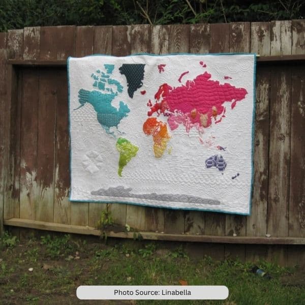 Modern World Map Quilt Pattern - etsy paid