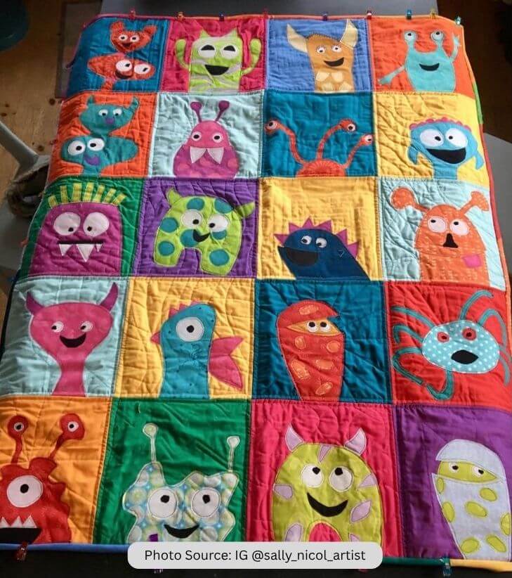 Monster Quilt Idea from IG sally_nicol_artist