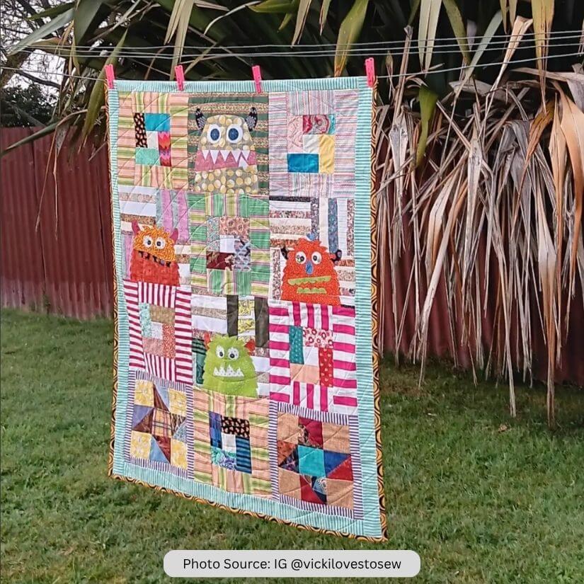 Monster Quilt Idea from IG vickilovestosew