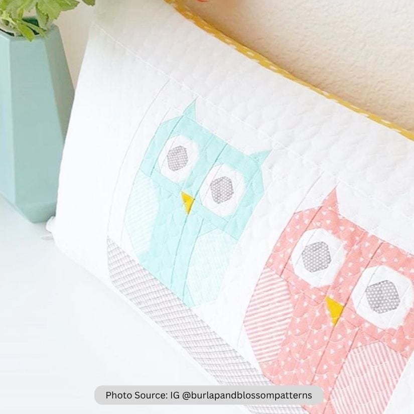 Owl Pillow Quilt Idea from IG burlapandblossompatterns