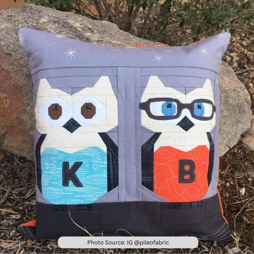 Owl Pillow Quilt Idea from IG pileofabric