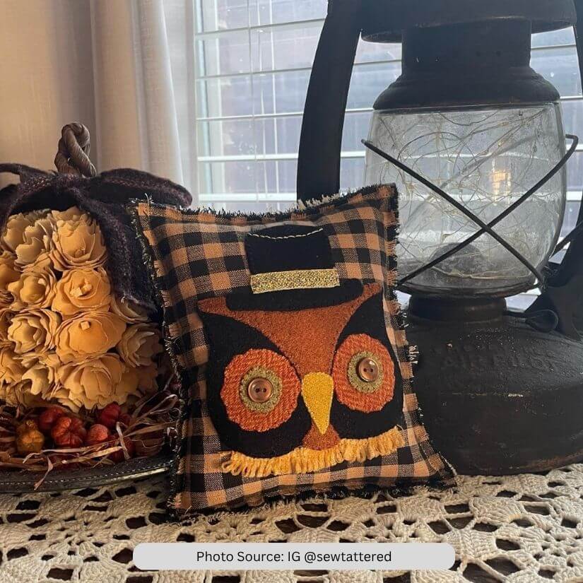 Owl Pillow Quilt Idea from IG sewtattered