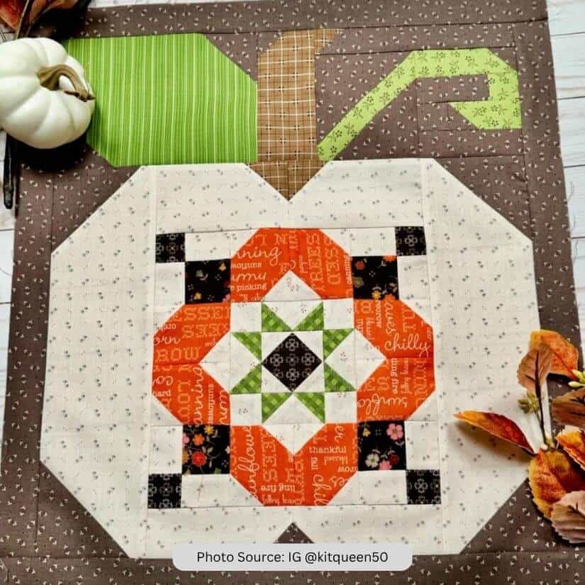 Pumpkin Mini Quilt Idea from IG kitqueen50-