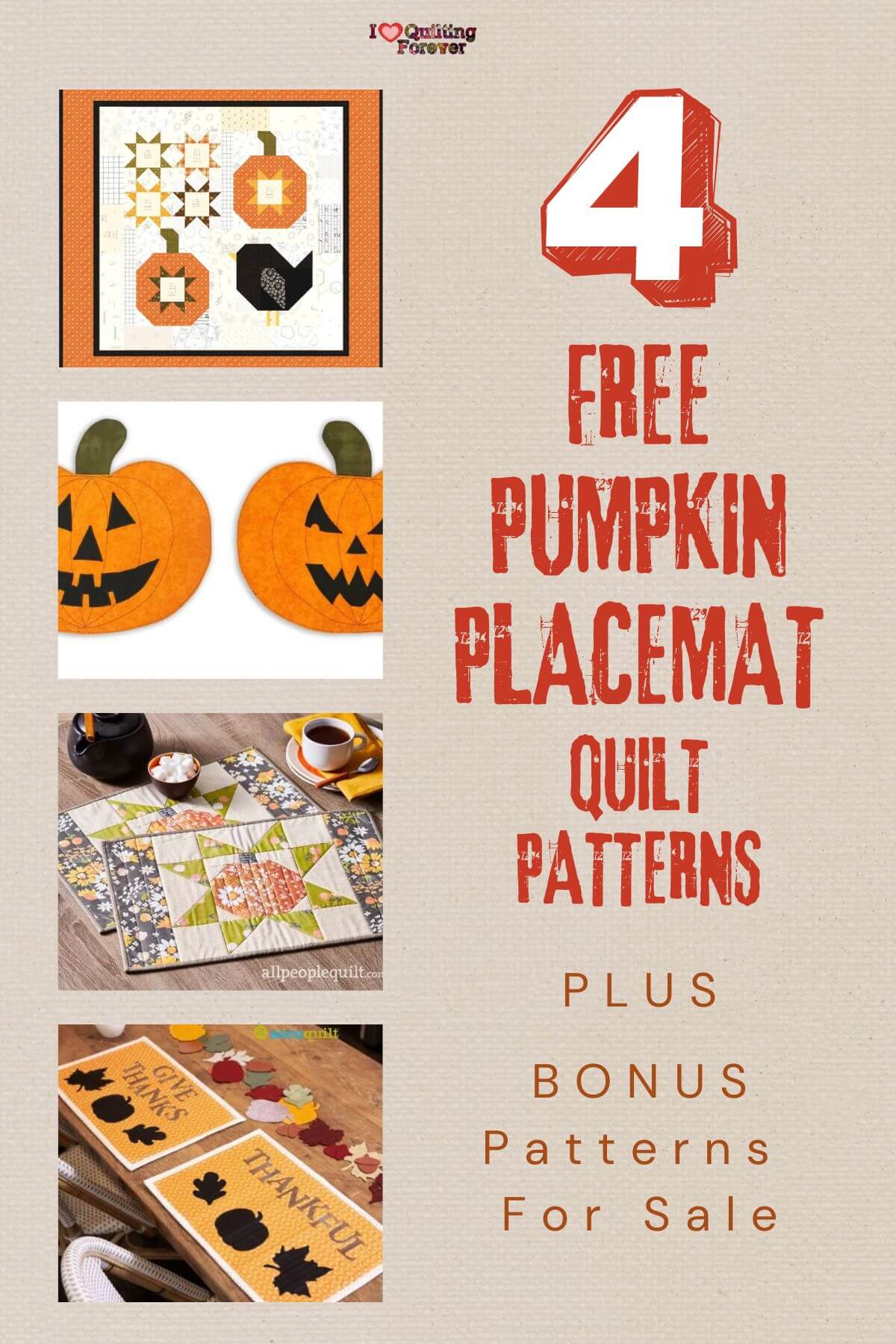 Pumpkin Placemat Quilt Patterns roundup Pinterest ILQF