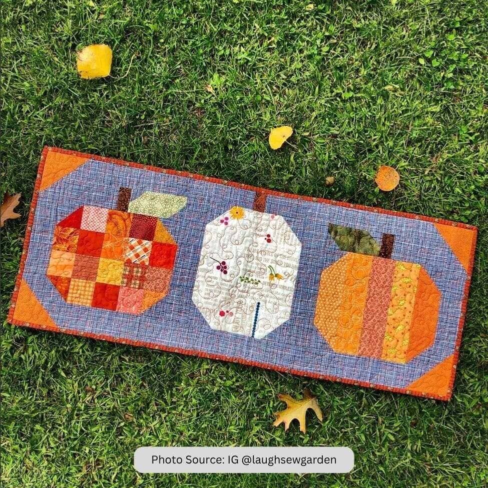 Pumpkin Table Runner Quilt Idea from IG laughsewgarden 