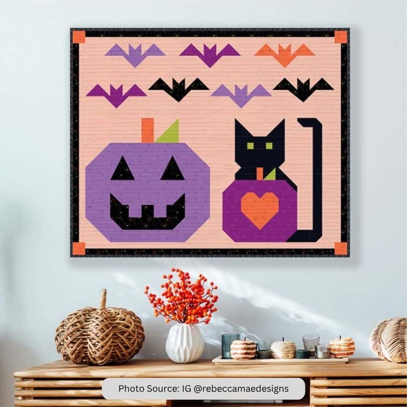 Pumpkin Wall Hanging Quilt Idea from IG rebeccamaedesigns