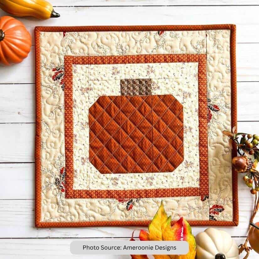 Striped Pumpkin Mini Quilt Pattern - etsy paid
