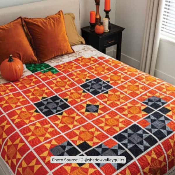 Black and Orange Quilt Idea from shadowvalleyquilts
