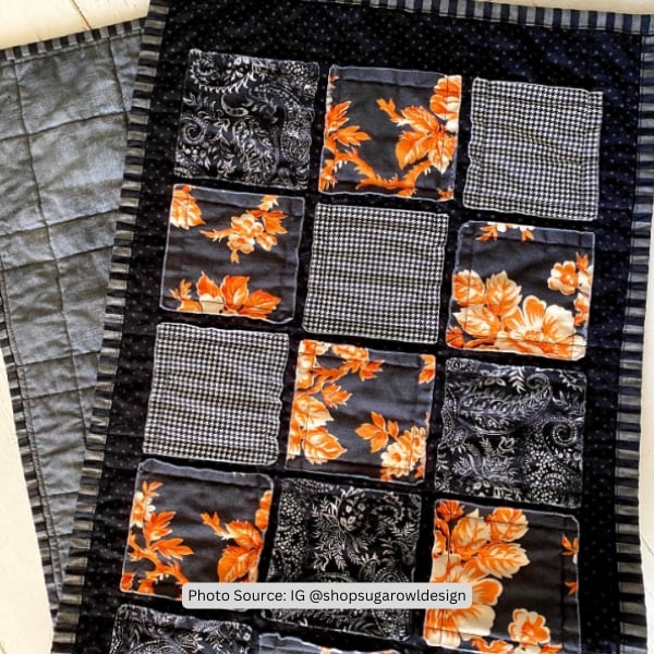 Black and Orange Quilt Idea from shopsugarowldesign
