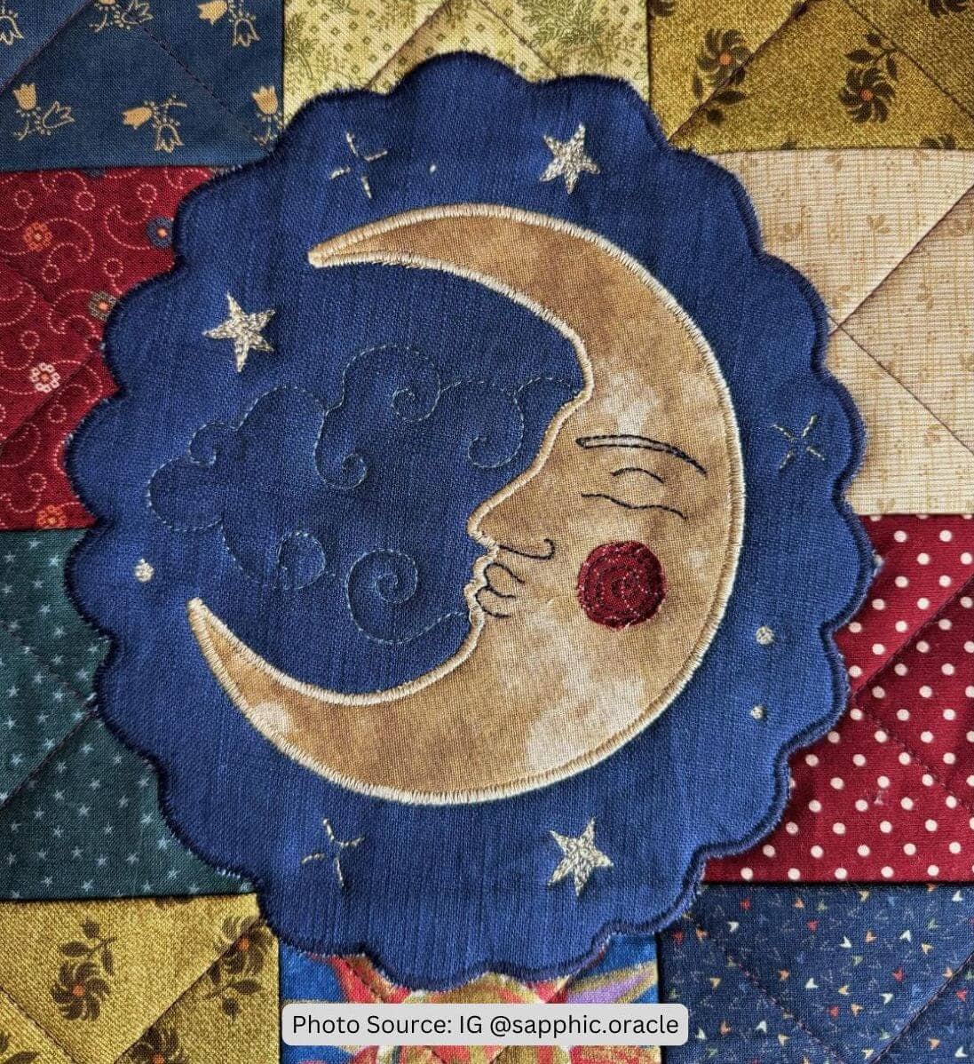 Crescent Moon Quilt Idea from IG sapphic.oracle