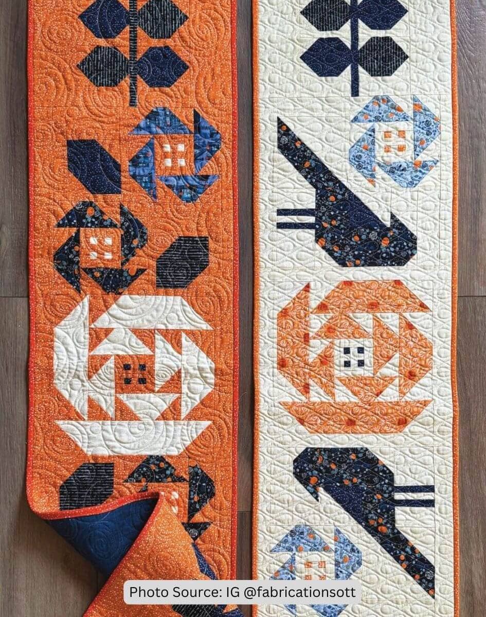 Halloween Table Runner Quilt Idea from IG fabricationsott