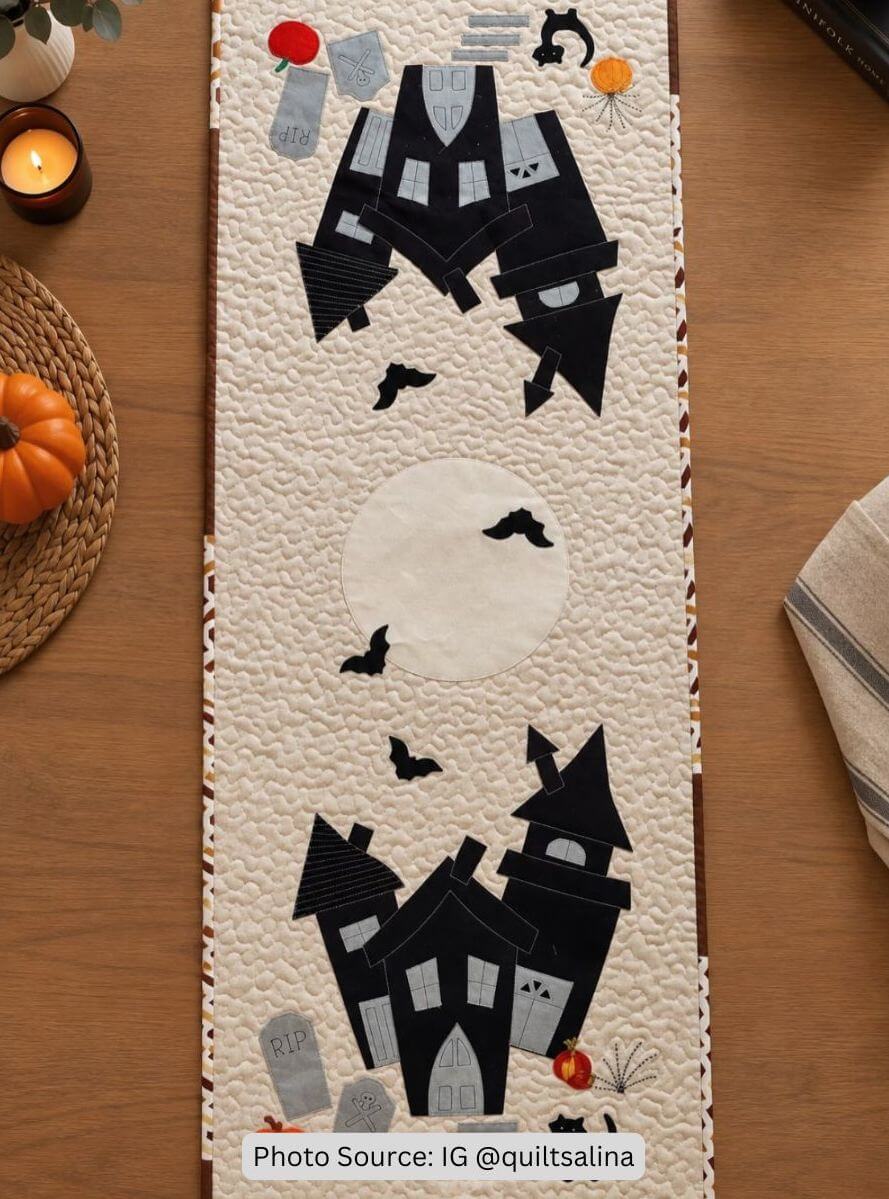 Halloween Table Runner Quilt Idea from IG quiltsalina