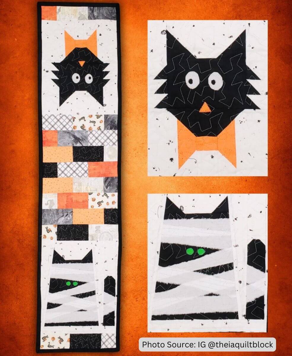 Halloween Table Runner Quilt Idea from IG theiaquiltblock