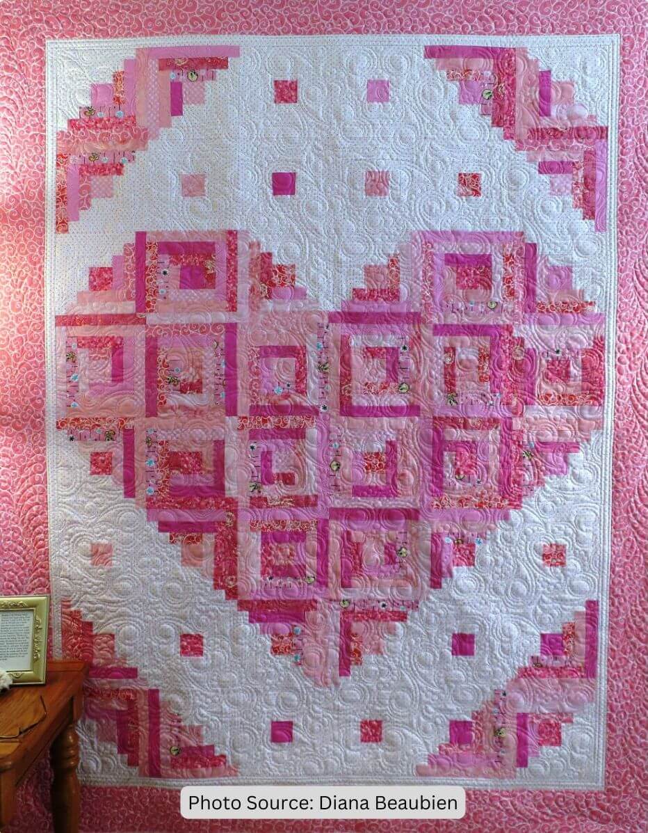 Loving Heart Log Cabin Quilt Pattern - etsy paid