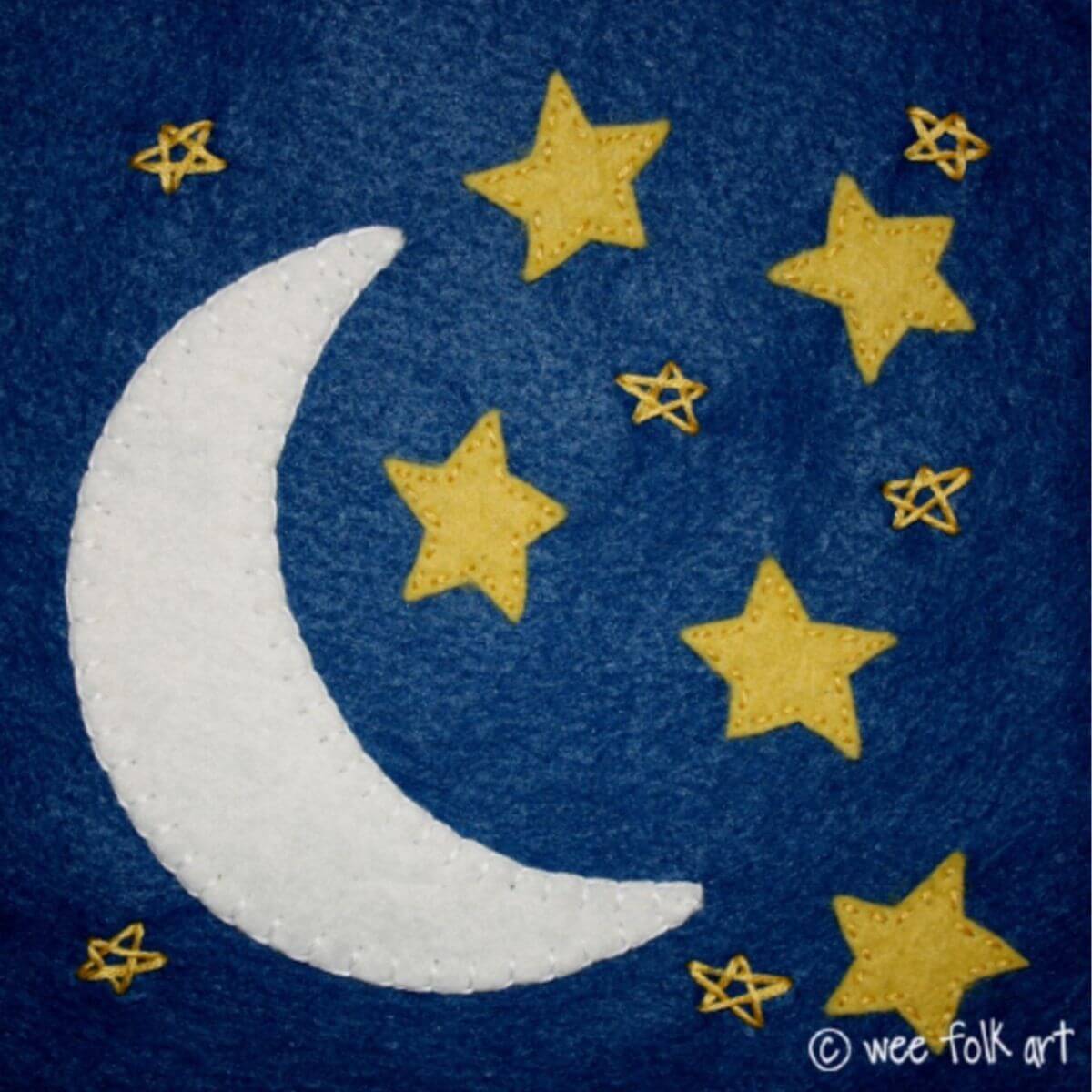 Moon and Stars Applique Quilt Block Pattern - free quilt pattern