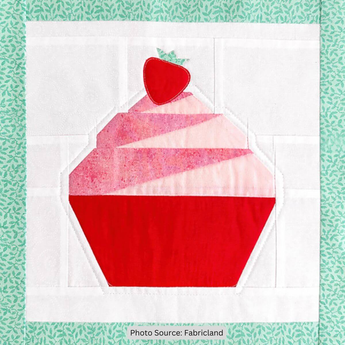 Strawberry Cupcake Quilt Block Pattern - free quilt pattern