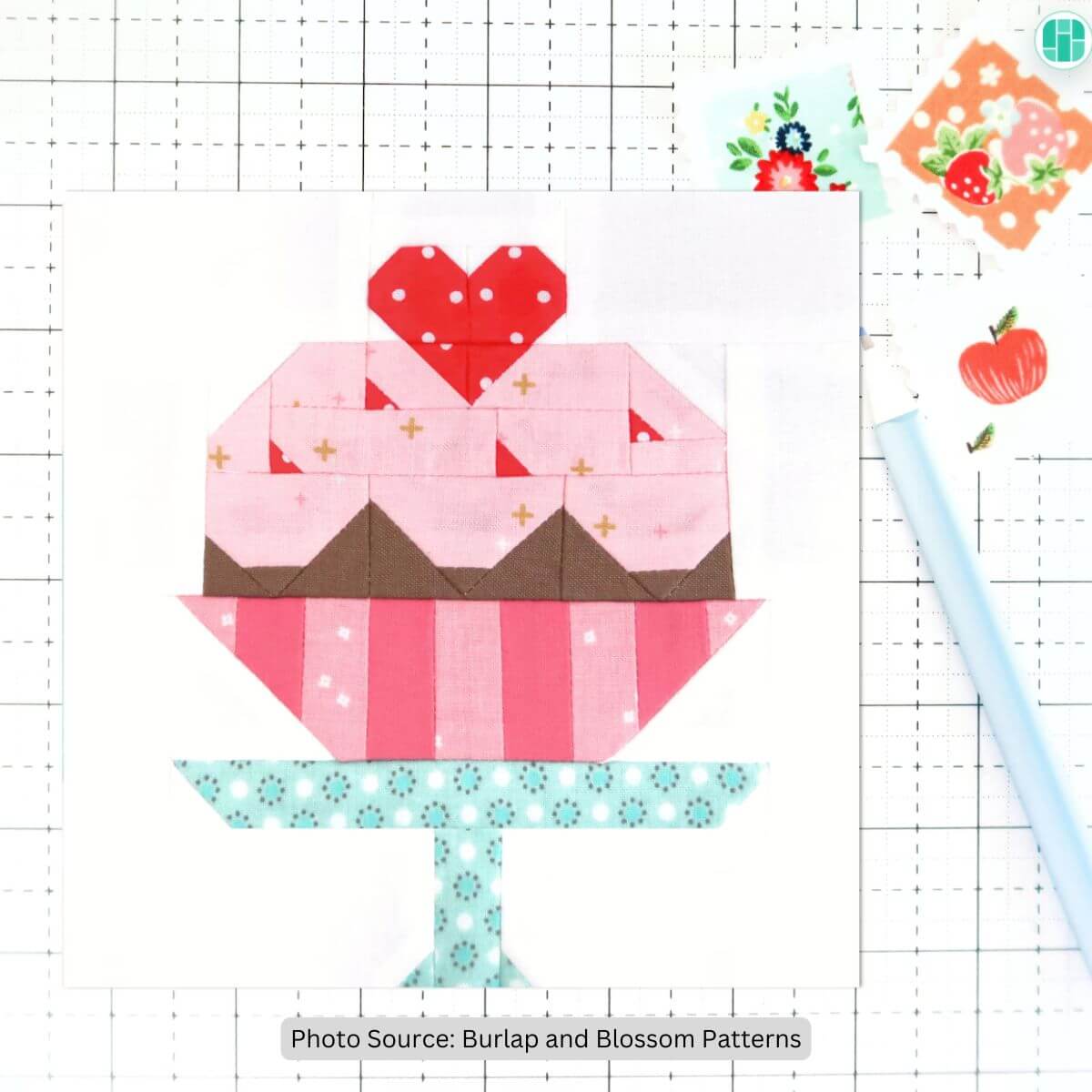 Valentines Day Dessert Quilt Block Pattern - etsy paid